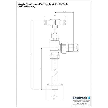 Eastbrook Radiator Valve Eastbrook Traditional Angled Radiator Valves Pair in Chrome