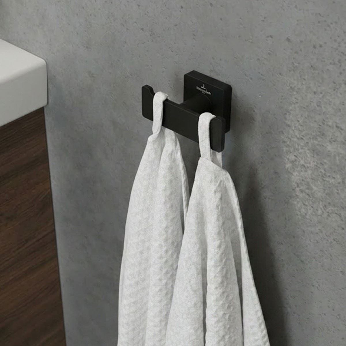 Villeroy & Boch Robe Hook Matt Black Villeroy & Boch Elements - Striking Double Towel Hook