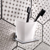 Vado Toothbrush Holder Vado Level Frosted Glass Tumbler And Holder in Chrome
