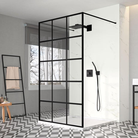 Merlyn Wetroom Panel Merlyn 8mm Double Entry Squared Wet Room in Black - 1200mm