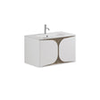 Crosswater Wall Mounted Vanity Unit Matt White / Crosswater Tambour Basin - 1 Tap Hole - White Crosswater Tambour Vanity Unit with Basin or Worktop - 800mm - One Drawer - Wall Mounted