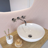 Crosswater Wall Mounted Basin Tap Chrome Crosswater MPRO Crosshead 3 Hole Wall Mounted Basin Mixer Tap