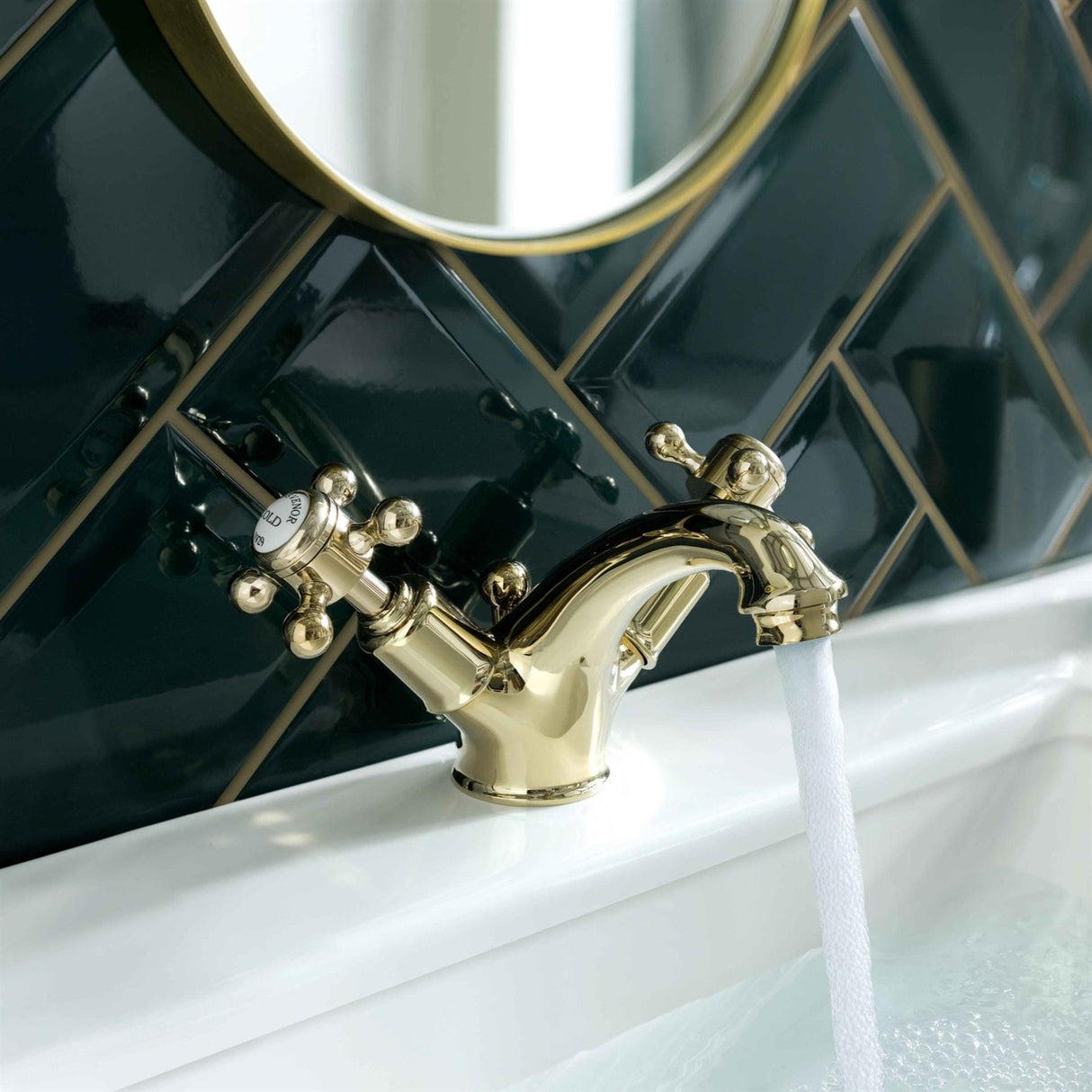 JTP Mono Basin Tap Polished Gold JTP Grosvenor Cross Mono Basin Mixer Tap with Pop Up Waste