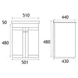 Eastbrook Wall Mounted Vanity Unit Eastbrook Hardwick Traditional 500mm Wall Hung Vanity Unit with Basin