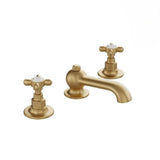 Vado 3 Tap Hole Basin Set Brushed Brass/Crackled White Booth & Co. Axbridge Crosshead  3 Hole Basin Mixer Tap with Pop-Up Waste