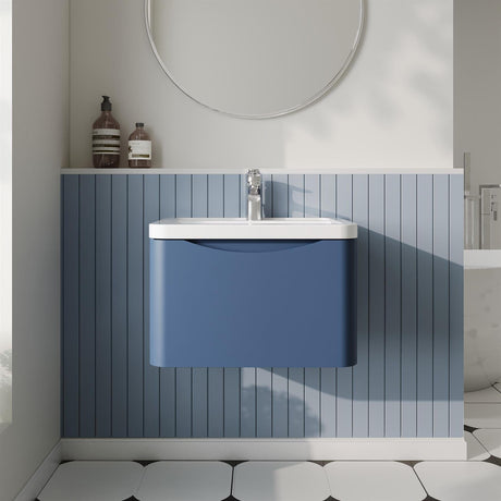 Aquarius Bathrooms Wall Mounted Vanity Unit Blue Aquarius Seren 600mm Wall Mounted One Drawer Vanity Unit with Basin