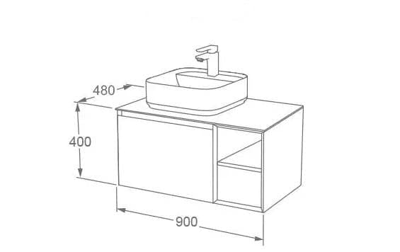 Aquarius Wall Mounted Vanity Unit Aquarius JF-Series 900mm Single Drawer Vanity Unit with Countertop