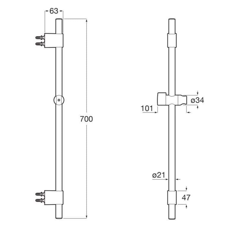 Roca Shower Riser Rail Roca Sensum 700mm Shower Slide Rail with Adjustable Handset Bracket