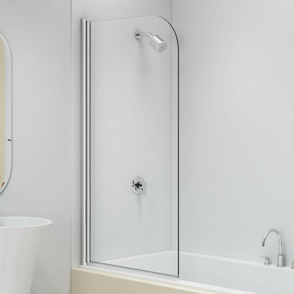 Merlyn Bath Screen Merlyn 8mm Curved Single Panel Pivot Bath Screen