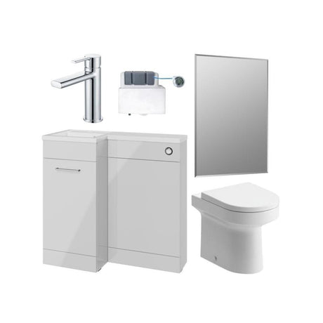 Aquarius Vanity Unit Suite Grey Gloss / Left Hand Aquarius Urbano Premium 900mm Vanity Unit  Suite (with Back to Wall Toilet)