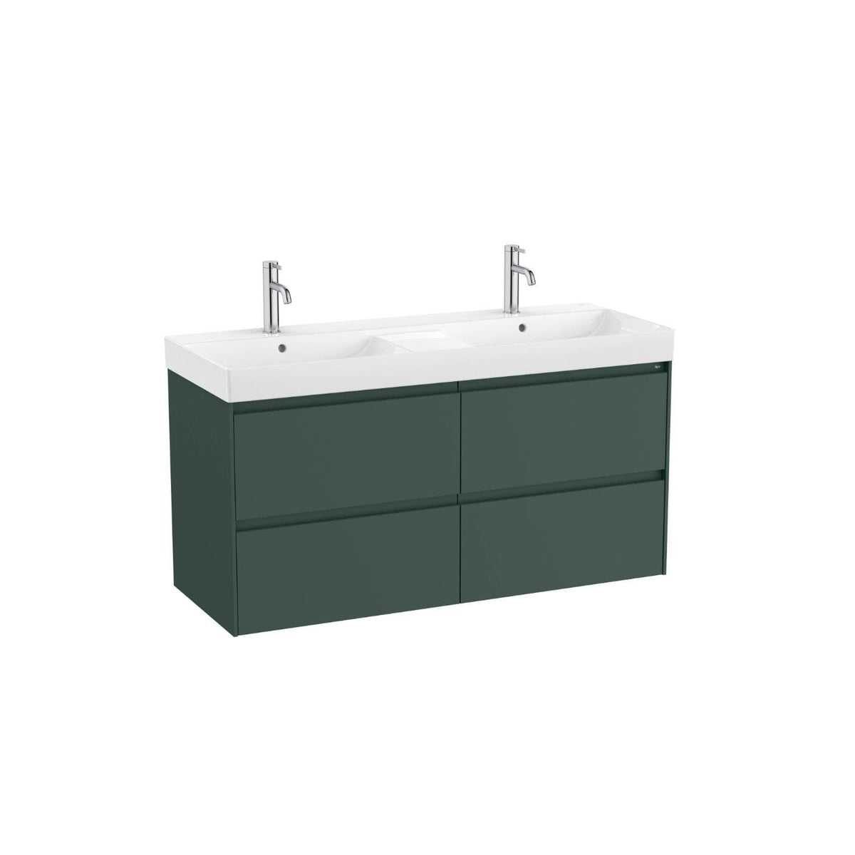 Roca Wall Mounted Vanity Unit Matt Green Roca Ona 1200mm Wall Mounted Four Drawer Vanity Unit with Double Basin