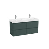 Roca Wall Mounted Vanity Unit Matt Green Roca Ona 1200mm Wall Mounted Four Drawer Vanity Unit with Double Basin