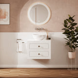 Crosswater Wall Mounted Vanity Unit White Gloss / 610 x 460mm Crosswater Canvass Vanity Unit with White Carrara Marble Effect Worktop
