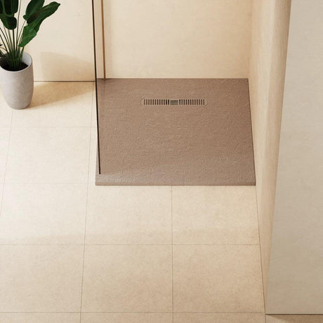 Crosswater Square Shower Tray Brown Crosswater Vito Textured Square Shower Tray 900 x 900mm with Waste