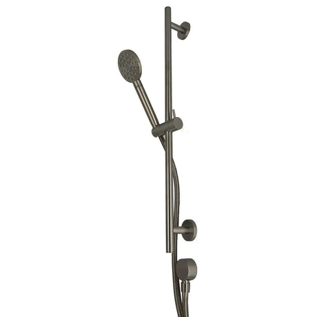TED Shower Riser Rail Brushed Nickel TED Round Riser Rail Shower Kit with Handset and Wall Outlet