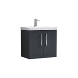 Aquarius Wall Mounted Vanity Unit Aquarius Brisbane 600mm Wall Hung 2 Door Vanity Unit with 1 Tap Hole Mid Edge Basin