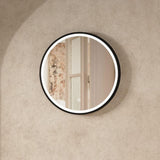 Crosswater Illuminated Mirror 500mm / Matt Black Crosswater Infinity Round Framed LED Illuminated Mirror