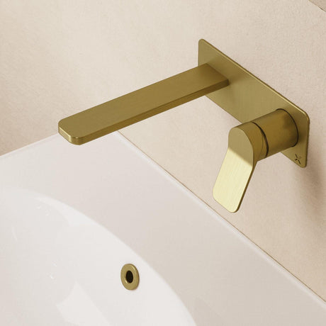 Crosswater Wall Mounted Basin Tap Brushed Brass Crosswater Glide II Wall Mounted Basin Mixer Tap