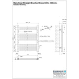 Eastbrook Ladder Rail Eastbrook Wendover Straight Heated Towel Rail in Brushed Brass