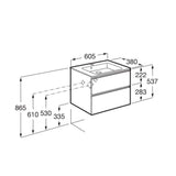 Roca Wall Mounted Vanity Unit Roca The Gap Compact Wall Mounted 600mm Two Drawer Vanity Unit with Basin