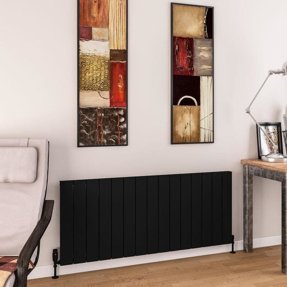 Eastbrook Panel Radiator 600 x 1420 / Central Heating Eastbrook Charlton Horizontal Aluminium Designer Radiator in Matt Black