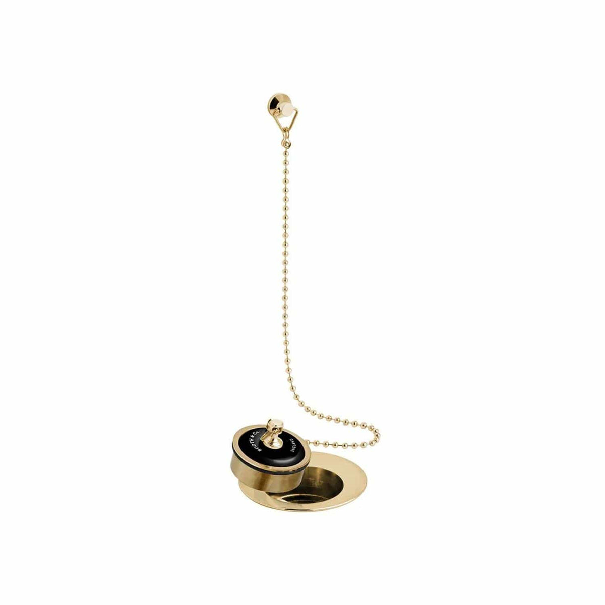Vado Basin Waste Brushed Brass/Black Booth & Co. Axbridge Ceramic Plug and Chain Basin Waste