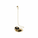 Vado Basin Waste Brushed Brass/Black Booth & Co. Axbridge Ceramic Plug and Chain Basin Waste