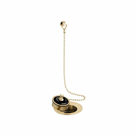 Vado Basin Waste Brushed Brass/Black Booth & Co. Axbridge Ceramic Plug and Chain Basin Waste