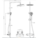 Eastbrook Exposed Shower Set Eastbrook Modern Round Thermostatic Shower Valve Set with Adjustable Riser, Showerhead and Handset