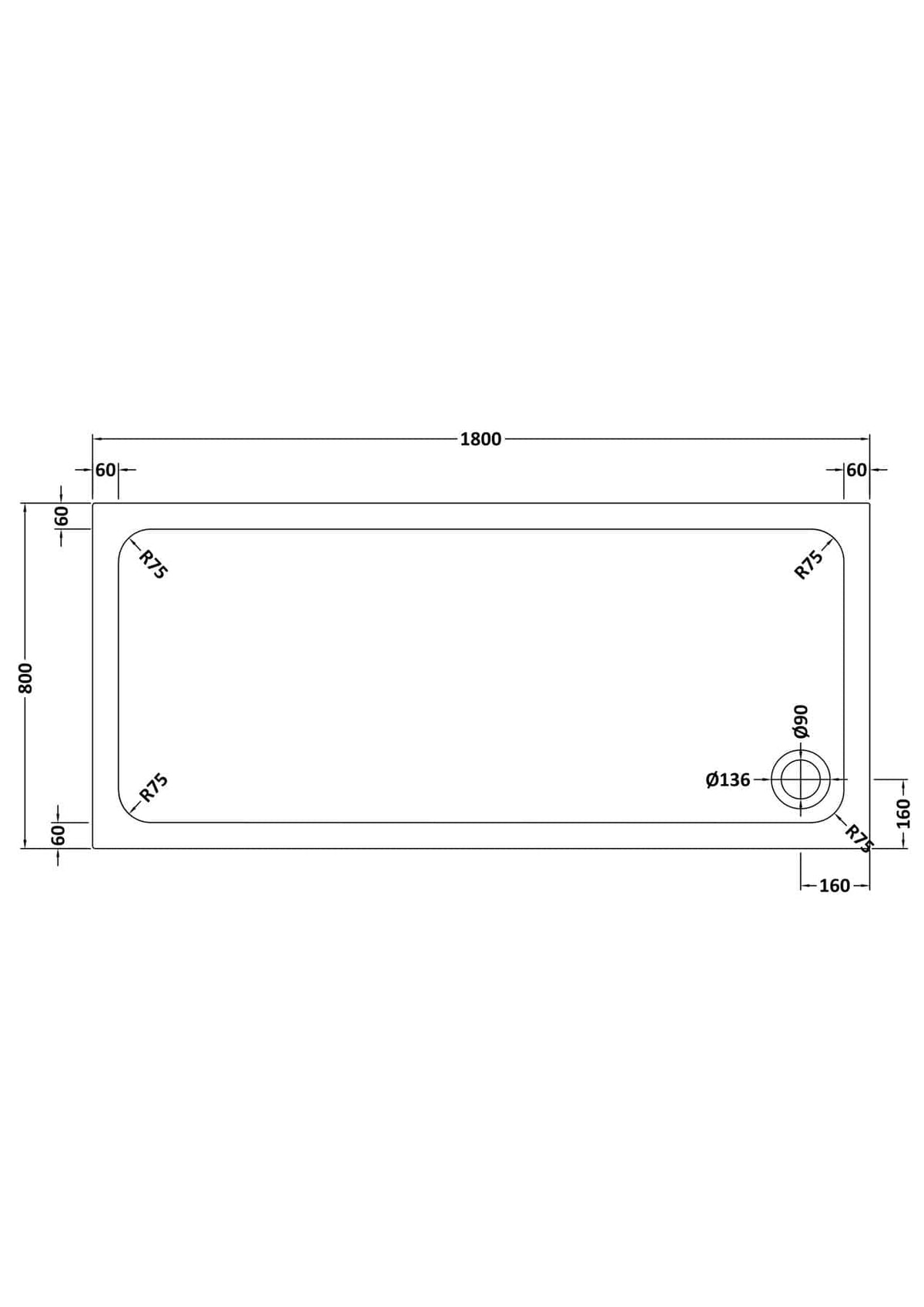 Aquarius Bathrooms Rectangle Shower Tray Aquarius Urbano Rectangular 45mm Stone Resin Shower Tray in White