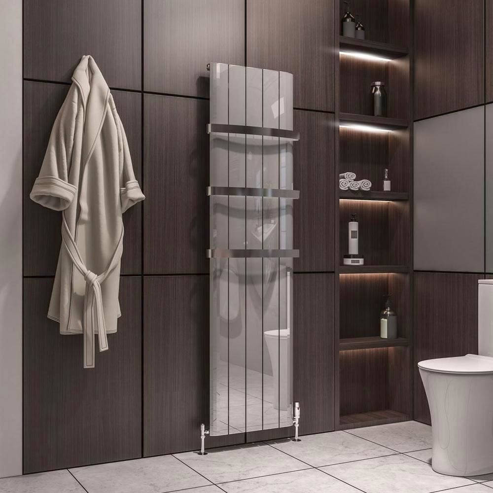 Eastbrook Panel Radiator 1800 x 470 / Dual Fuel Eastbrook Peretti Straight Vertical Aluminium Radiator in Polished Aluminium