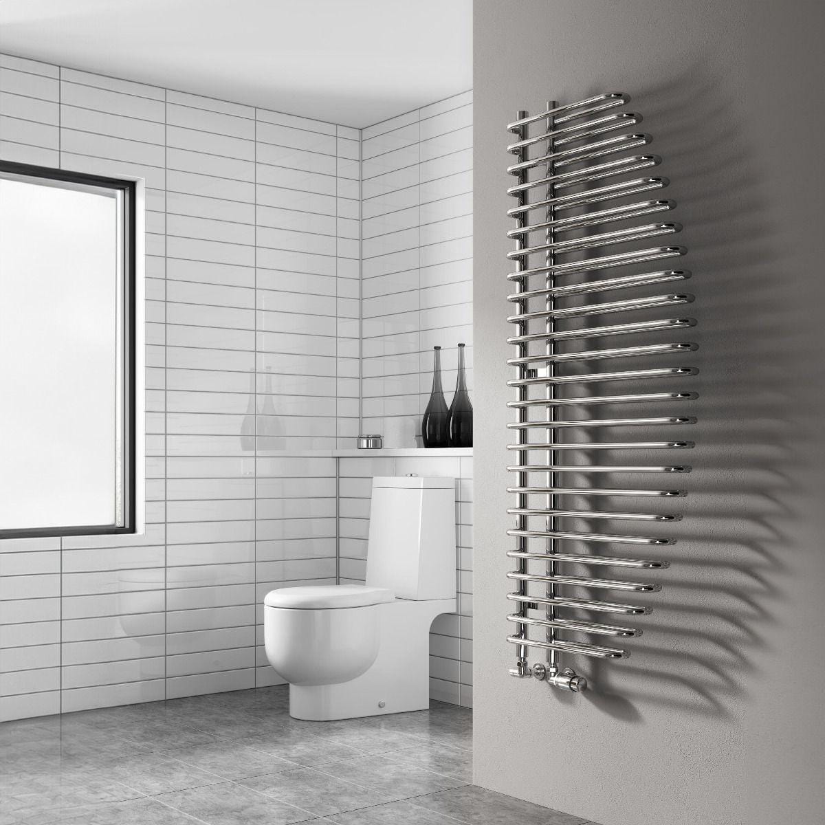 Reina Designer Towel Radiator Central Heating Reina Nola Modern Designer Towel Rail in Chrome - 1400 x 600mm