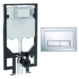 Crosswater Wall Hung WC Frame Belgravia Plate in Chrome Crosswater 1.14m Ultra Slim Depth Dual Flush WC Support Frame Set with Flush Plate