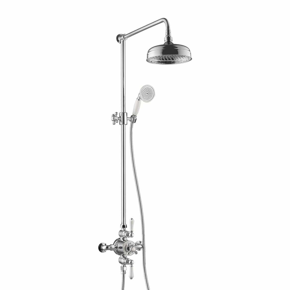 JTP Exposed Shower Set Chrome JTP Grosvenor Exposed Thermostatic Traditional Shower Set With Fixed Shower Head and Handset
