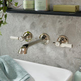 Vado Wall Mounted Basin Tap Bright Nickel Booth & Co. Axbridge Lever Wall Mounted Mixer Pillar Tap