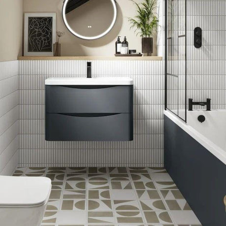 Aquarius Bathrooms Wall Mounted Vanity Unit Aquarius Seren 800mm Wall Mounted Two Drawer Vanity Unit with Basin