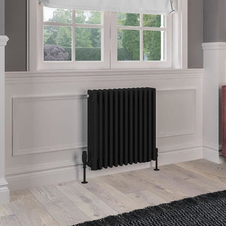 Eastbrook 600 x 605 / Central Heating Eastbrook Rivassa Traditional 4 Column Radiator in Matt Black