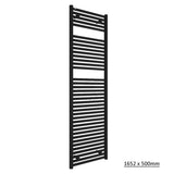 Tissino Ladder Rails 1652 x 500 / Central Heating Tissino Hugo2 Designer Towel Radiator in Matt Black