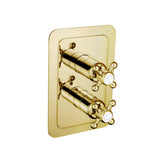 JTP Concealed Shower Valve Polished Gold JTP Grosvenor Cross 2 Outlet, 2 Handle, Thermostatic Vertical Concealed Thermostatic Shower Valve