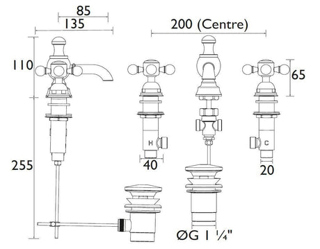Heritage Hartlebury 3 Hole Basin Mixer Tap