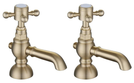 Aqaurius Pillar Bath Tap Brushed Brass Aquarius Chic Bath Pillar Taps (Pair)