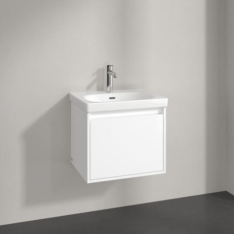 Villeroy & Boch Wall Mounted Vanity Unit Brilliant White Villeroy & Boch Skyla Wall Mounted 500mm One Drawer Vanity Unit with Basin