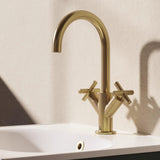 Crosswater Mono Basin Tap Brushed Brass Crosswater MPRO Crosshead Monobloc Basin Mixer Tap