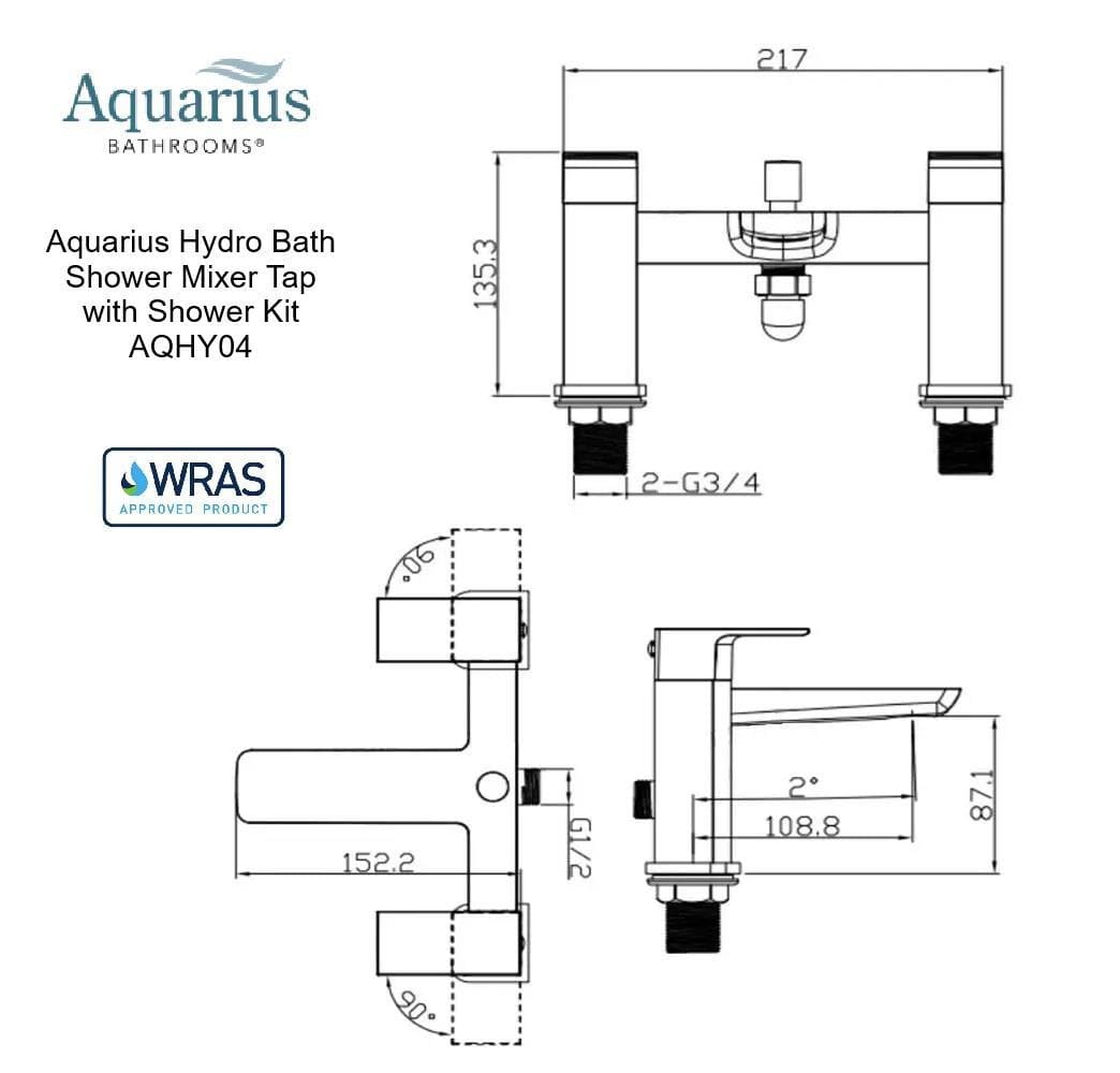 Aquarius Bathrooms Bath Shower Mixer Aquarius Hydro Complete Bath Brassware Pack with Basin Mixer, Bath and Shower Mixer