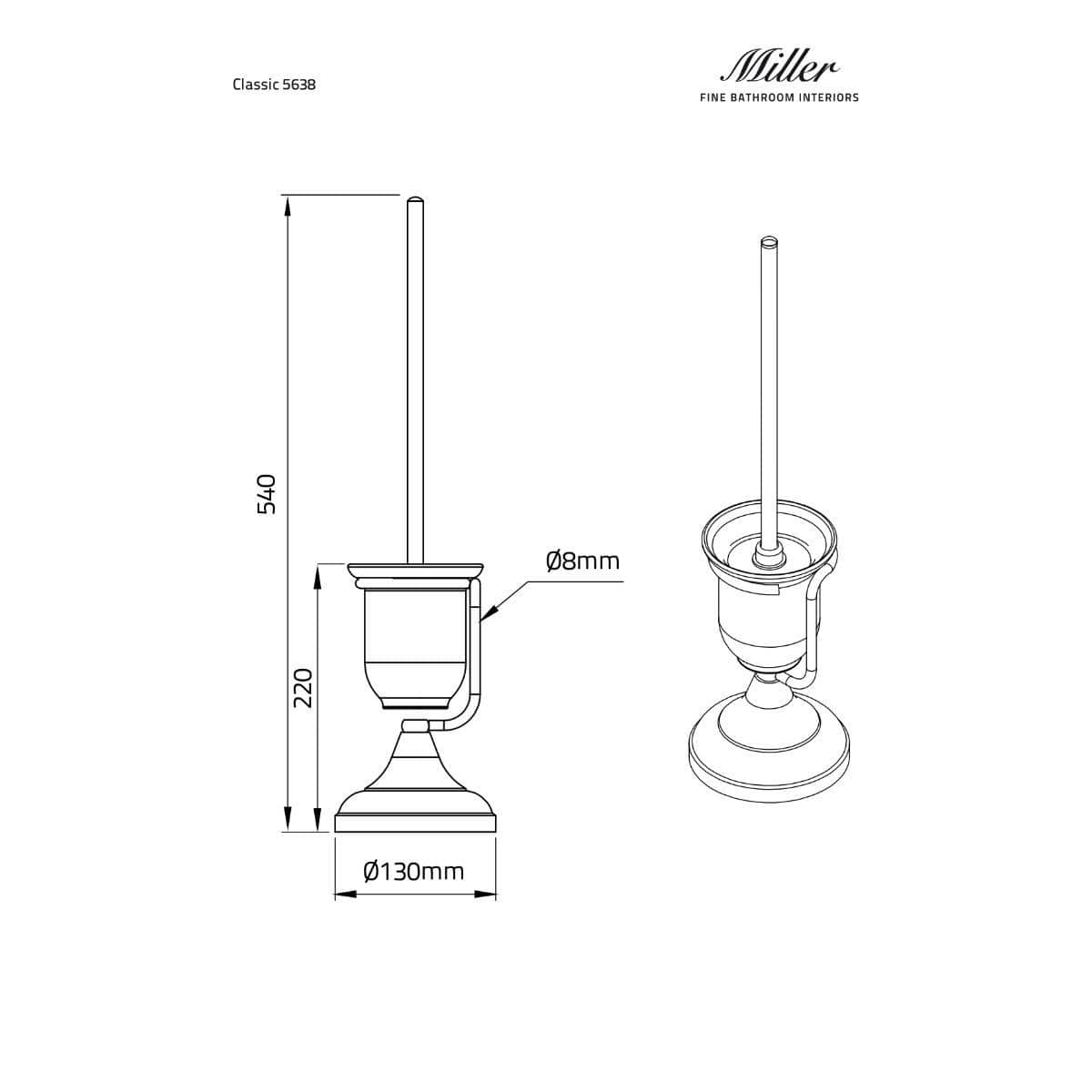 Miller Toilet Brush Miller Signature Freestanding Traditional Toilet Brush and Holder