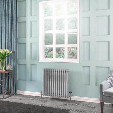 Eastbrook Column Radiator 600 x 608 / Electric Only Eastbrook Rivassa Traditional 3 Column Radiator in Chrome Effect