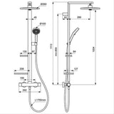 Ideal Standard Exposed Shower Set Ideal Standard Ceratherm ALU+ Exposed Shower Valve Set with Fixed Riser, Showerhead, Handset and Shelves