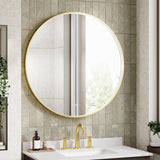 Aquarius Bathrooms Illuminated Mirror 800mm / Brushed Brass Aquarius Lumine Inset Framed LED Touch Sensor Round Mirror