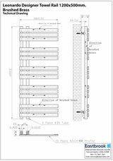 Eastbrook Designer Towel Radiator Eastbrook Leonardo Straight Vertical Heated Towel Rail in Brushed Brass