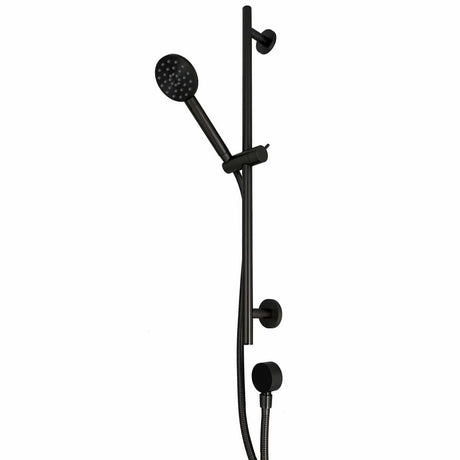 TED Shower Riser Rail Gunmetal Grey TED Round Riser Rail Shower Kit with Handset and Wall Outlet